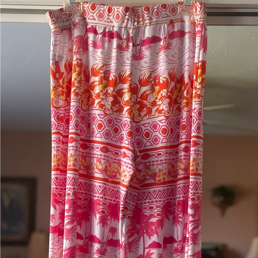 NWOT Island Republic Tropical Palazzo Pants - Pinks, Orange, Yellow, White M